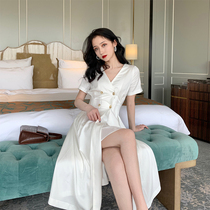 chic temperament collection waist v collar students ins dresses small frescoed fairy air ultra-fairy-style vintage retro dress womens summer