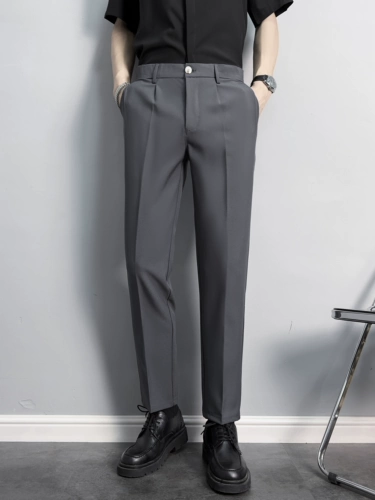 Костюм, черные штаны, свободный прямой крой