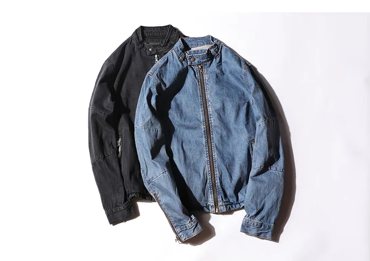 Hình dáng, rất thiết kế, mùa thu nam retro cổ điển mỏng cổ áo khoác denim