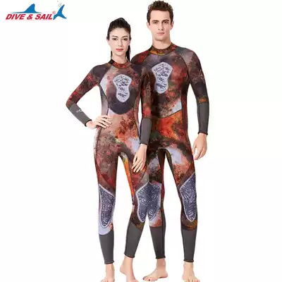 Professional fish hunting suit 3mm outdoor camouflage printing camouflage warm one-piece fishing fishing surfing zipper wetsuit