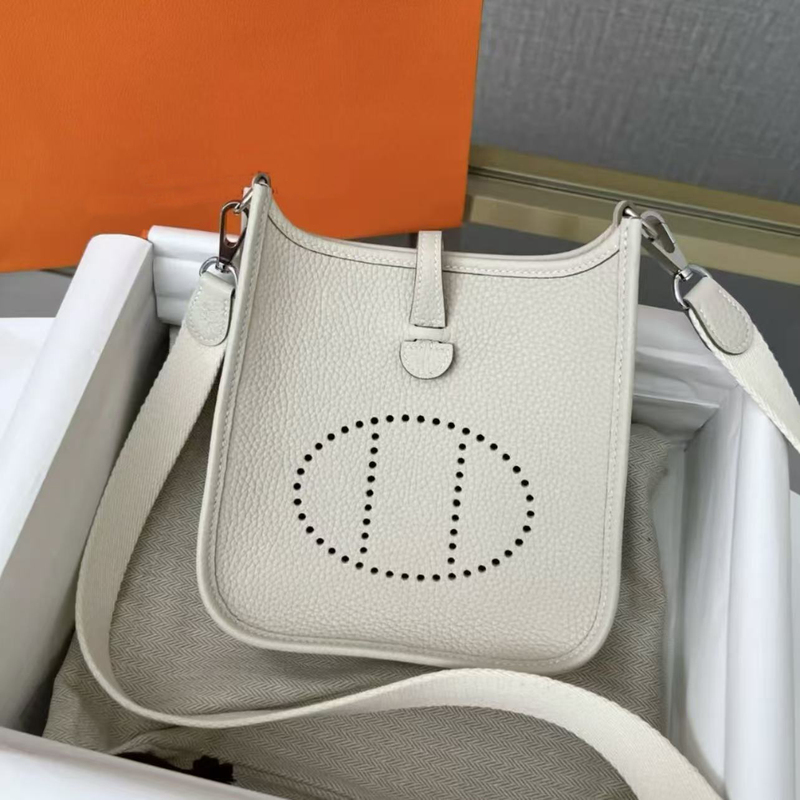 Genuine Leather Togo Evelyn Hollow-Out Mini Phone Bag 2026 New Women's Small Bag Casual Soft Leather Shoulder Crossbody Bag