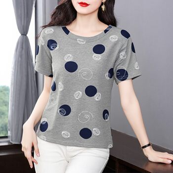 ເສື້ອຍືດແຂນສັ້ນ polka dot ພິມຮ້ອນສໍາລັບແມ່ຍິງ 2026 ເສື້ອຢືດ summer ວ່າງໃຫມ່, ເສື້ອທີເຊີດຄົນອັບເດດ: ແລະ versatile ສໍາລັບແມ່ຍິງ