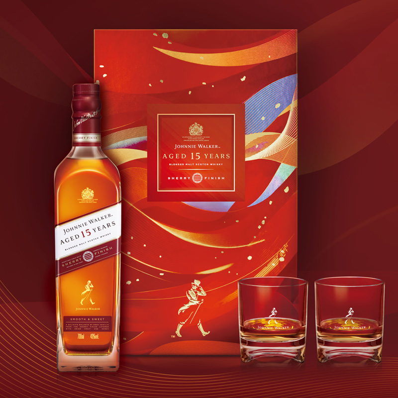 Johnnie Walker 尊尼获加 15年雪莉版调配威士忌 顺意团圆礼盒装 700ml*2件 天猫优惠券折后￥730包邮 赠盲盒