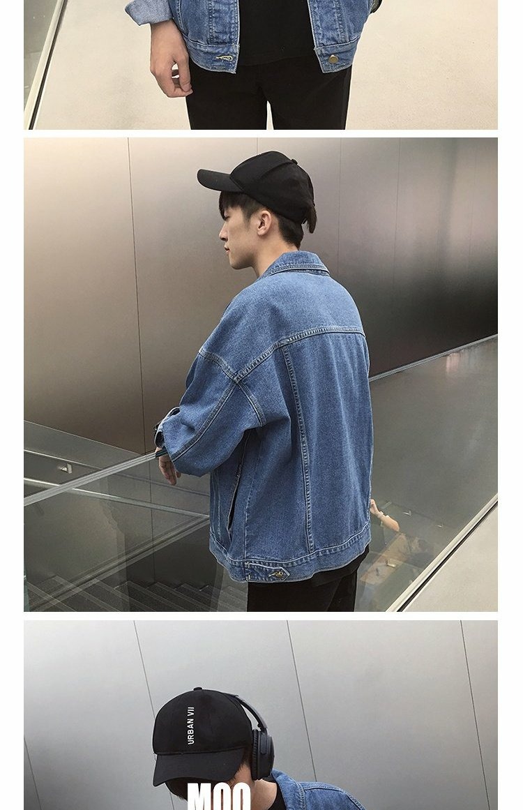 Hồng Kông Aberdeen văn học nam mùa thu và mùa đông Harajuku lỏng lẻo bf gió xu hướng áo khoác denim áo khoác đôi Hàn Quốc áo khoác da nam hàng hiệu