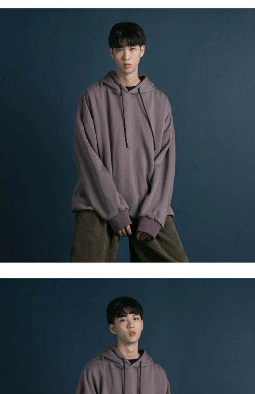 仔 艺 Mùa đông cộng với áo hoodie nhung nam rộng rãi phiên bản hàng đầu Hàn Quốc của xu hướng áo khoác hoang dã