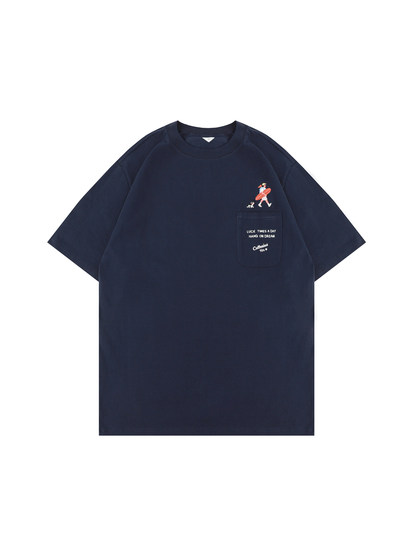 @港仔文艺男250g重磅索罗娜短袖T恤男夏季凉感美式打底半袖体恤衫