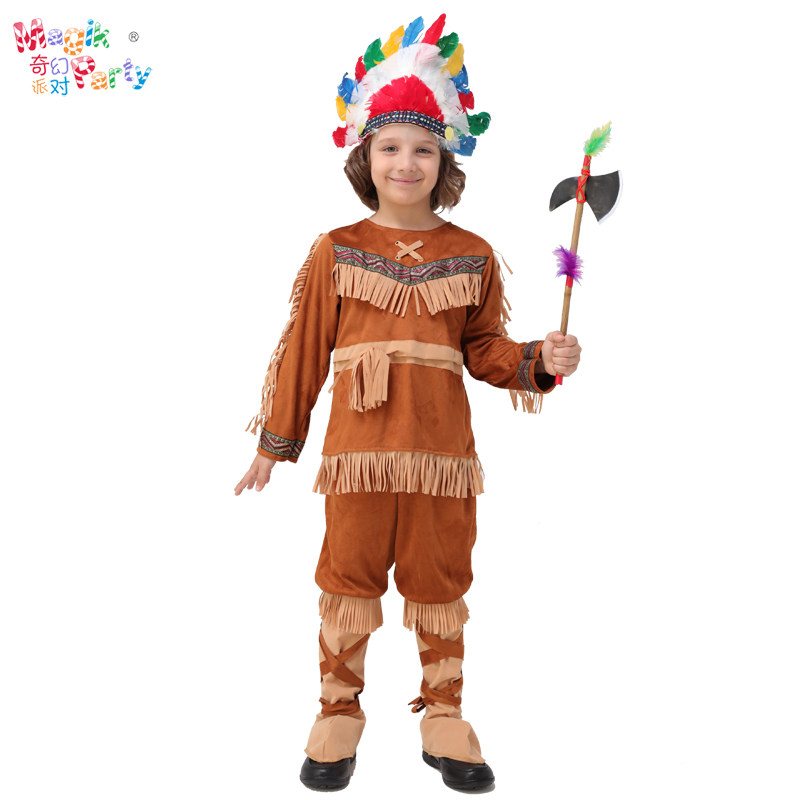 Halloween children's costumes Cosplay show clothes boys Indian cosplay masquerade