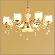  Simple European-style American crystal glass chandelier Living room Bedroom Dining room Study Simple modern Golden LED chandelier