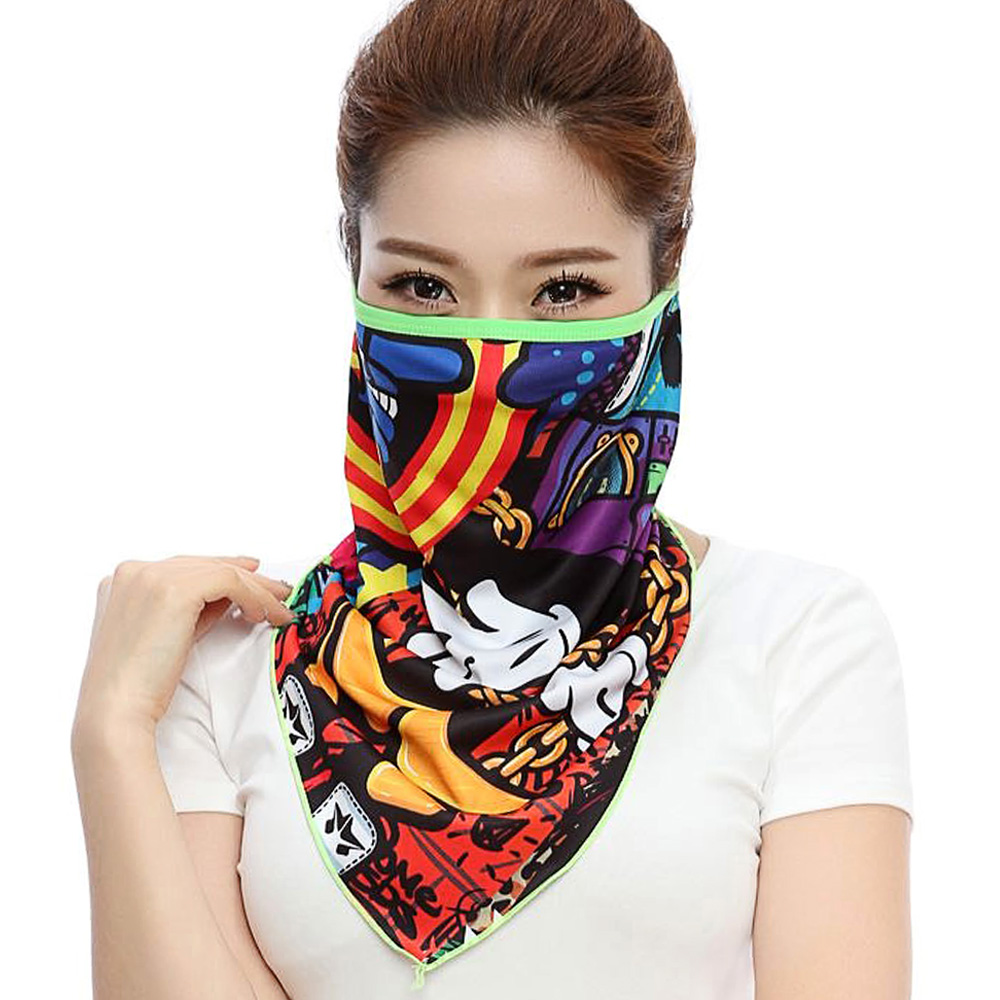 Summer riding sunscreen mask turban neck cover face protection UV breathable men's and women's face scarf anti-UV locomotive