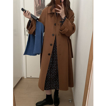 2021 new autumn and winter woolen coat womens woolen coat medium long explosive small man Hepburn style temperament
