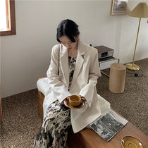 White small suit jacket womens spring and autumn 2021 spring new thin suit jacket small casual design sense