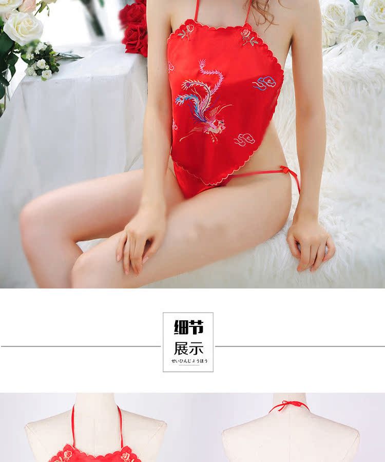 Phong cách quốc gia cổ điển tạp dề nữ cảm giác người lớn thêu trang phục cuộc sống năm màu đỏ tạp dề đồ ngủ bộ đồ lót váy ngủ lụa tơ tằm
