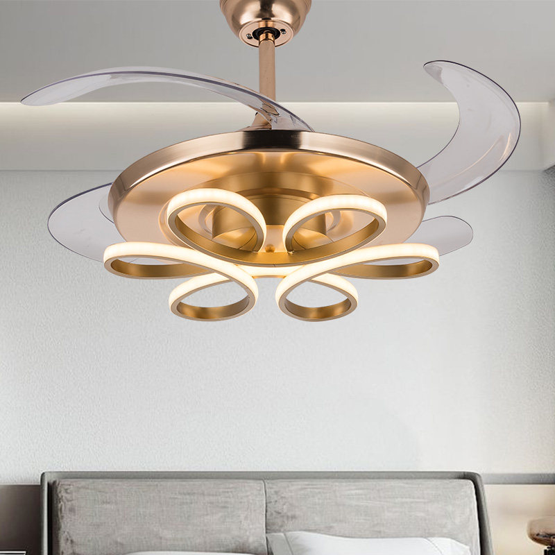 Net red modern creative ceiling fan lamp invisible dining room bedroom light luxury integrated simple Nordic electric fan chandelier