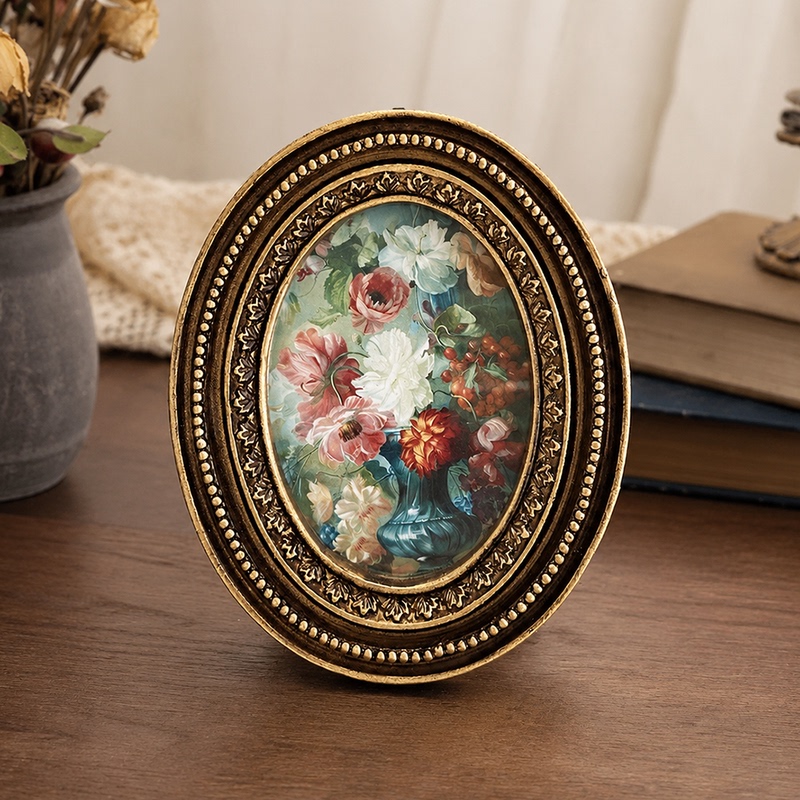 Retro Oval Resin Photo Frame, Retro Decorative Picture Frame, Oval Table Hanging Wall Combination, French Style Photo Frame Retro Oval Resin Photo Frame, Retro Decorative Picture Frame, Oval Table Hanging Wall Combination, French Style Photo Frame