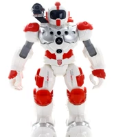 Красный робот, отвертка, батарея