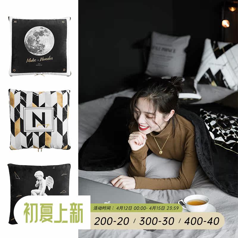 Car-car pillow air conditioning quilted with pillow blanket Dual-use Office Afternoon Nap Blanket Summer Cool Quilted Back Cushion