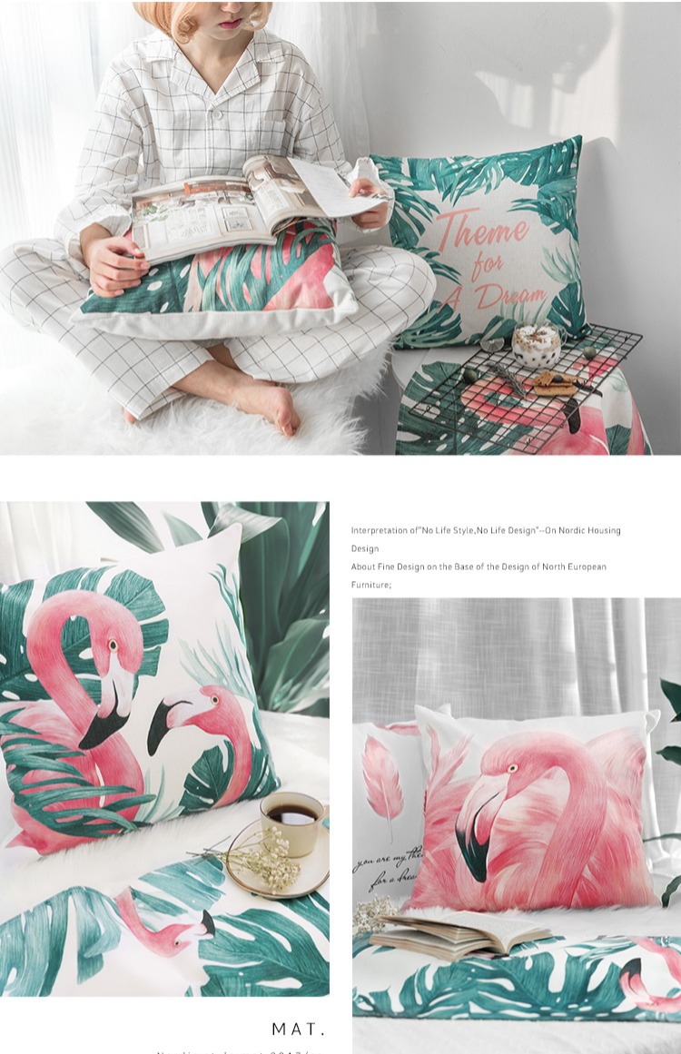 Hồng hạc ins Bắc Âu vỏ gối xe giường tựa đầu ghế sofa văn phòng đệm phòng khách tựa lưng - Trở lại đệm / Bolsters tựa lưng cao su non