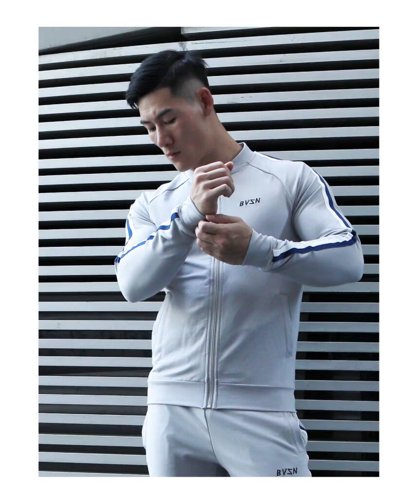 BVSN thể dục thể thao và giải trí chạy áo len Slim màu phù hợp với khóa kéo đào tạo áo khoác - Áo khoác thể thao / áo khoác áo gió thể thao