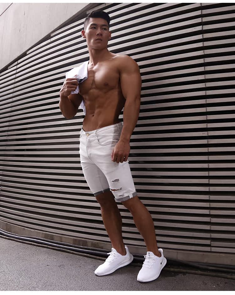 BVSN tập thể dục squat jeans thể thao xu hướng quần bó sát quần skinny bó sát quần short nam mùa hè - Quần thể thao quần adidas