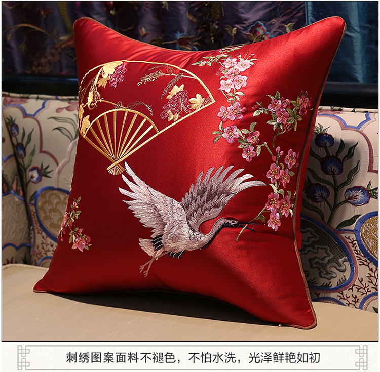 Mới Trung Quốc Gối thêu Phong cách Trung Quốc Phòng khách Mahogany Sofa Đệm Châu Âu Giường mềm Case hình chữ nhật - Trở lại đệm / Bolsters chăn gối 2 trong 1 cho bé