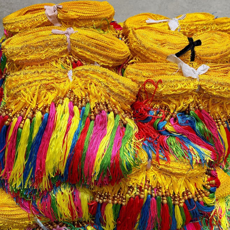 20.5m Colorful Flower Tassel Curtain Fringe Accessories, Large Dragon Whiskers Lace Fringe