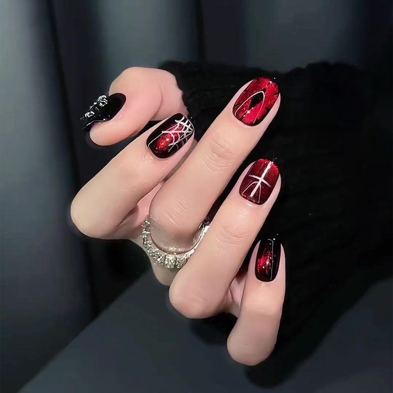 2026 New Style Spicy Girl Chrome Hearts Devil's Eye Nail Art, Skin-Brightening Nail Art, Wearable Nails, Purely Handmade, Atmospheric Design 2026 New Style Spicy Girl Chrome Hearts Devil's Eye Nail Art, Skin-Brightening Nail Art, Wearable Nails, Purely Handmade, Atmospheric Design