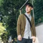 Bytehare. Nhật Bản retro cổ chữ V túi gỗ nút áo len nam dệt hoa cotton áo len đôi mẫu áo hoodie nam