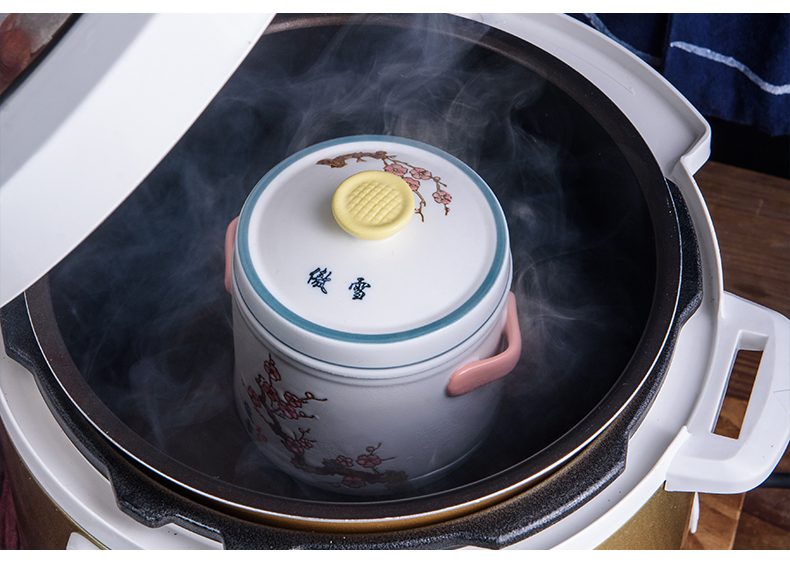 Ya cheng DE ceramic water microwave stew with cover ears double cover stew cooker mini bird 's nest