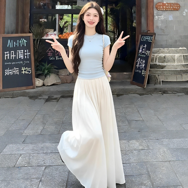 Super Fairy-Like Flowing Gauze High-Waisted A-Line Skirt for Women, 2026 Summer New Style, Loose and Versatile, Slimming Mid-Length Skirt
