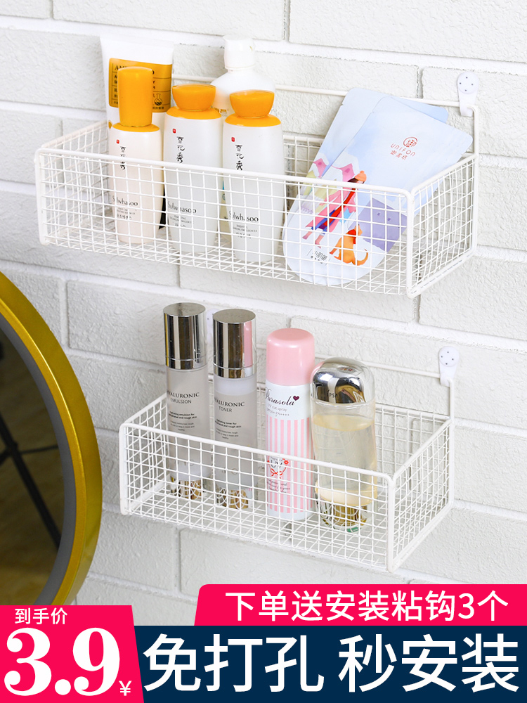 Giá đựng đồ trên tường, treo tường phòng tắm, giá đựng đồ trên tường không đục lỗ, giỏ treo tường ký túc xá phòng ngủ, giỏ treo đầu giường kệ sách 1m2 kệ để chậu trồng rau