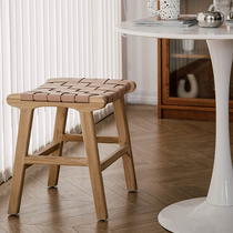  The Mazay Nordic ins entrance shoe stool Teak woven low stool Household designer footstool small stool