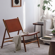  The Mazay Nordic single sofa chair Imported leather leisure chair ins balcony living room household recliner