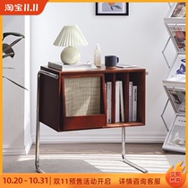 Nordic ins Middle Ancient magazine cabinet living room bookcase storage bedside cabinet log small side cabinet multifunctional solid wood bookcase