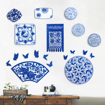 Three-dimensional foam blue and white porcelain pattern style creative wall stickers kindergarten school theme area corner style wall decoration layout