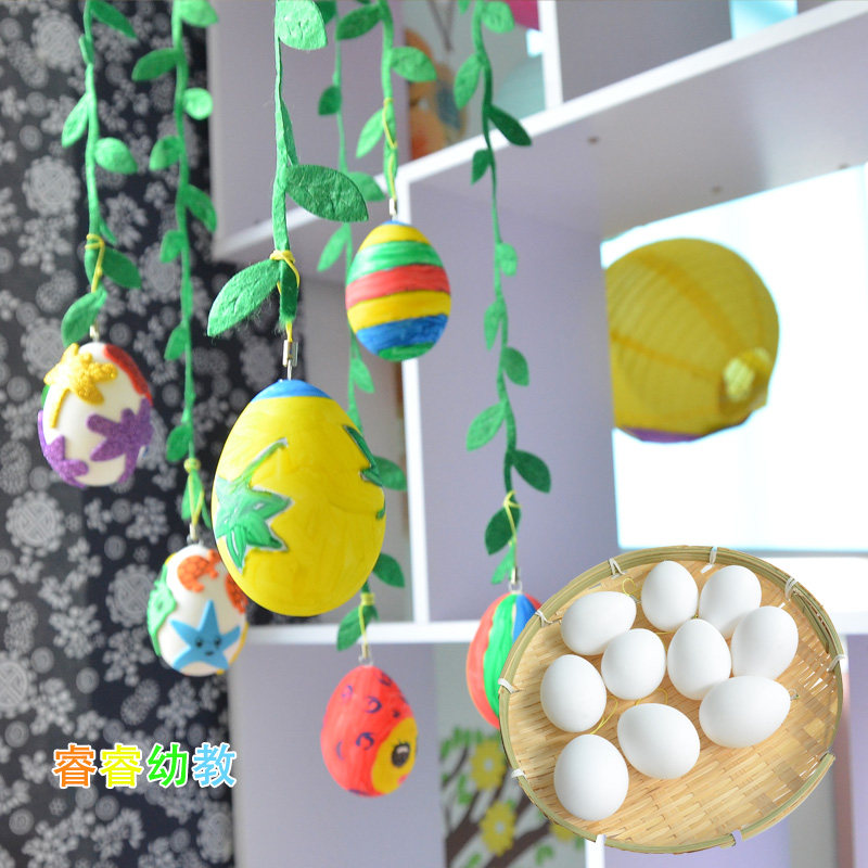Simulation egg Children's Home toy diy white graffiti eggshell plastic egg art supplies