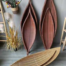 Imitation Rattan Boat-Shaped Flower Basket, Bamboo Craft Boat Weaving, Wicker Flower Arrangement Decoration, Window Display, Boat-Shaped Landscaping, Hotel Props