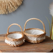 Willow handmade flower basket basket with cloth lining wicker basket pastoral portable small flower basket