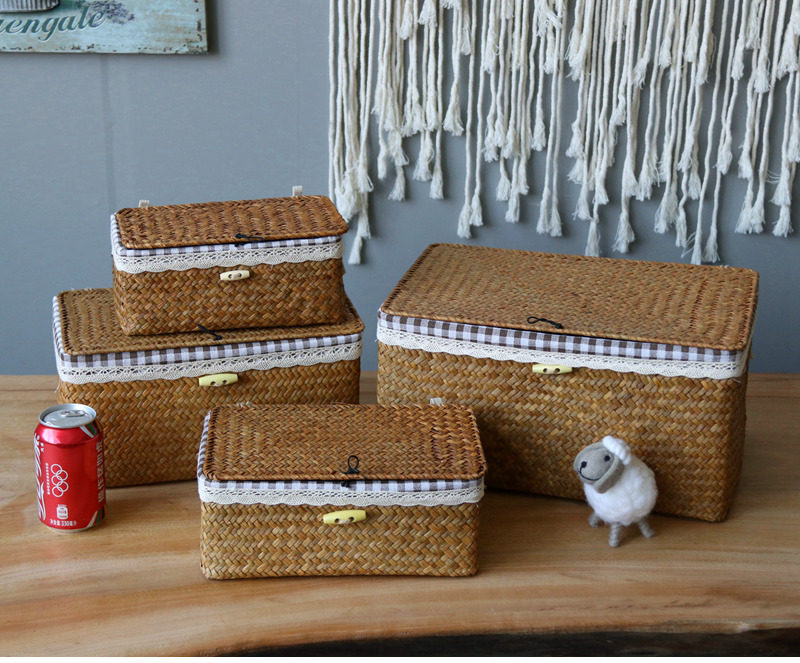 Home Storage Box Sundries Storage Seaweed Woven Storage Box Gift Basket Flower Box Flower Basket Decorative Storage Basket