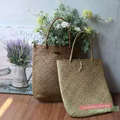 Seagrass woven flower basket storage arrangement flower basket Hand bag bag decorative flower basket modern Chinese flower arrangement