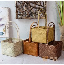 Seagrass handmade creative seagrass woven basket Flower basket decorative basket Red wine ornaments basket Gift basket storage basket