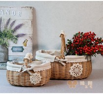 Wicker portable flower basket decorative flower arrangement Flower basket Wicker cloth lined flower basket Picnic storage portable flower basket flower arrangement