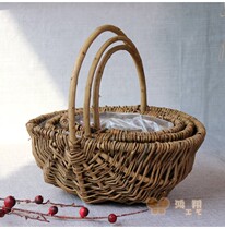 Willow original color portable flower basket Pastoral watermelon flower basket Willow flower basket flower shop flower arrangement waterproof flower basket hand-carried basket