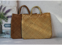 Pastoral style hand woven seaweed handbag bag Flower basket Woven flower storage bag satchel