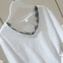 Mùa hè 2018 phiên bản mới của Hàn Quốc bằng cotton cotton trắng tinh khiết ngắn tay áo thun ren nữ cổ chữ V nửa tay áo thun