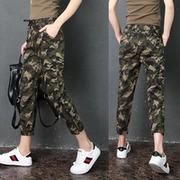Mùa xuân và hè 2018 thun thun ngụy trang quần nữ chín điểm quần cotton giản dị phiên bản Hàn Quốc của quần lửng mỏng cỡ lớn