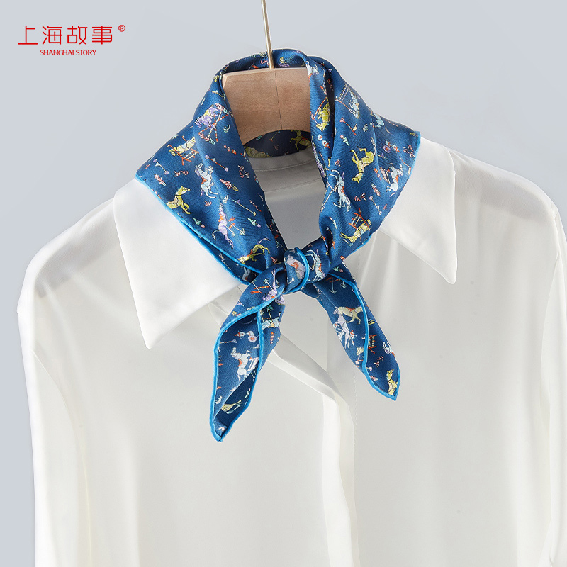 Shanghai story 2022 mulberry silk silk mother silk scarf fashion all-match gift spring and autumn thin square scarf women's