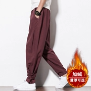 Phong cách Trung Quốc vải lanh nam Tang phù hợp với kích thước lớn chất béo cộng với nhung dày giản dị Đèn lồng quần Harlan mùa thu đông