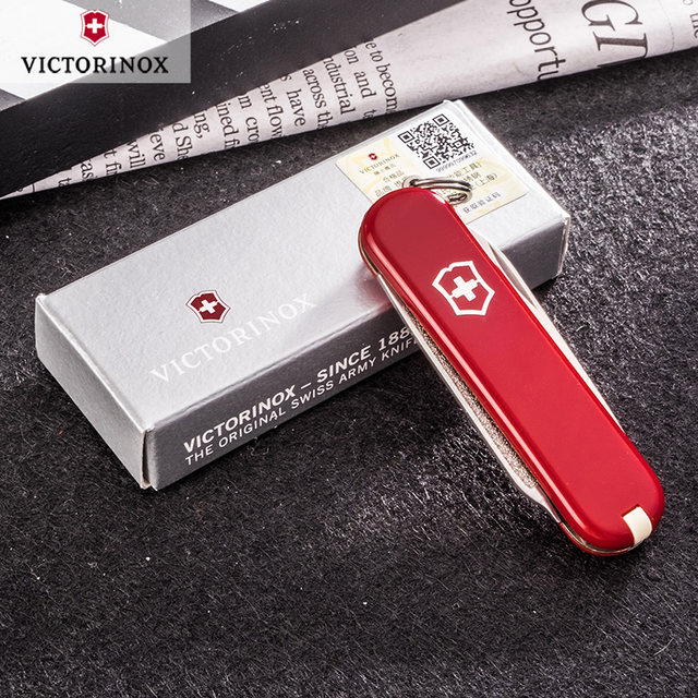 Victorinox Swiss Army Knife ຂອງແທ້ມີດ mini companion 0.6123 ກັບກະເປົາຫນັງແທ້