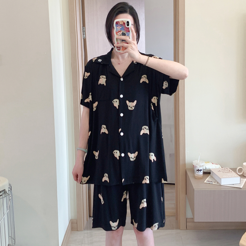 Postpartum Clothing, Summer Thin Style, Maternity Nursing Pajamas, Large Size 100kg Modal Short-Sleeved Postpartum Nursing Home Clothes