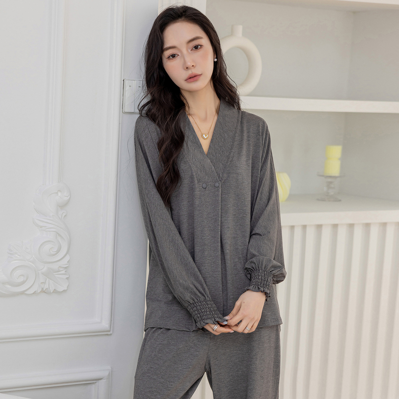 Postpartum Clothing for Pregnant Women, Summer Thin Modal Postpartum Nursing Pajamas, Can Be Worn Outside, Large Size 100kg Home Wear